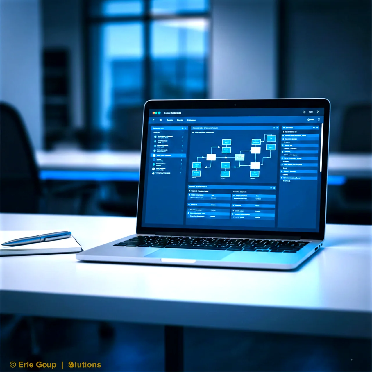 Technische Dokumentation und Wissensdatenbank auf einem Laptop